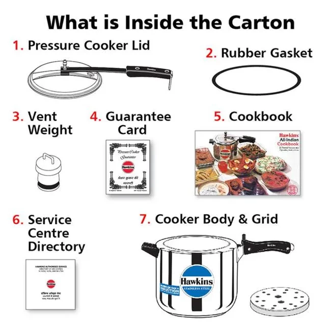 Hawkins Stainless Steel Inner Lid Pressure Cooker - Induction Base, With Handle, Silver, HSS60, 6 l-5.webp